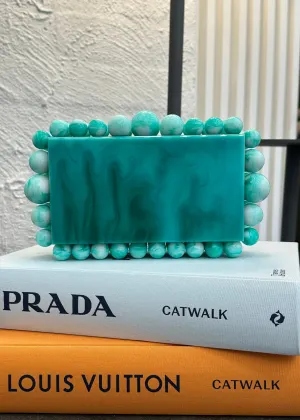 Art Deco clutch, Aqua