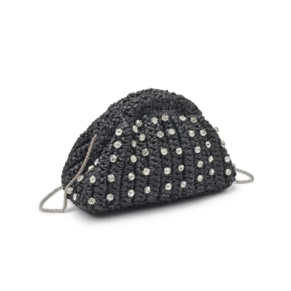 Gwendolyn Straw Clutch: Black