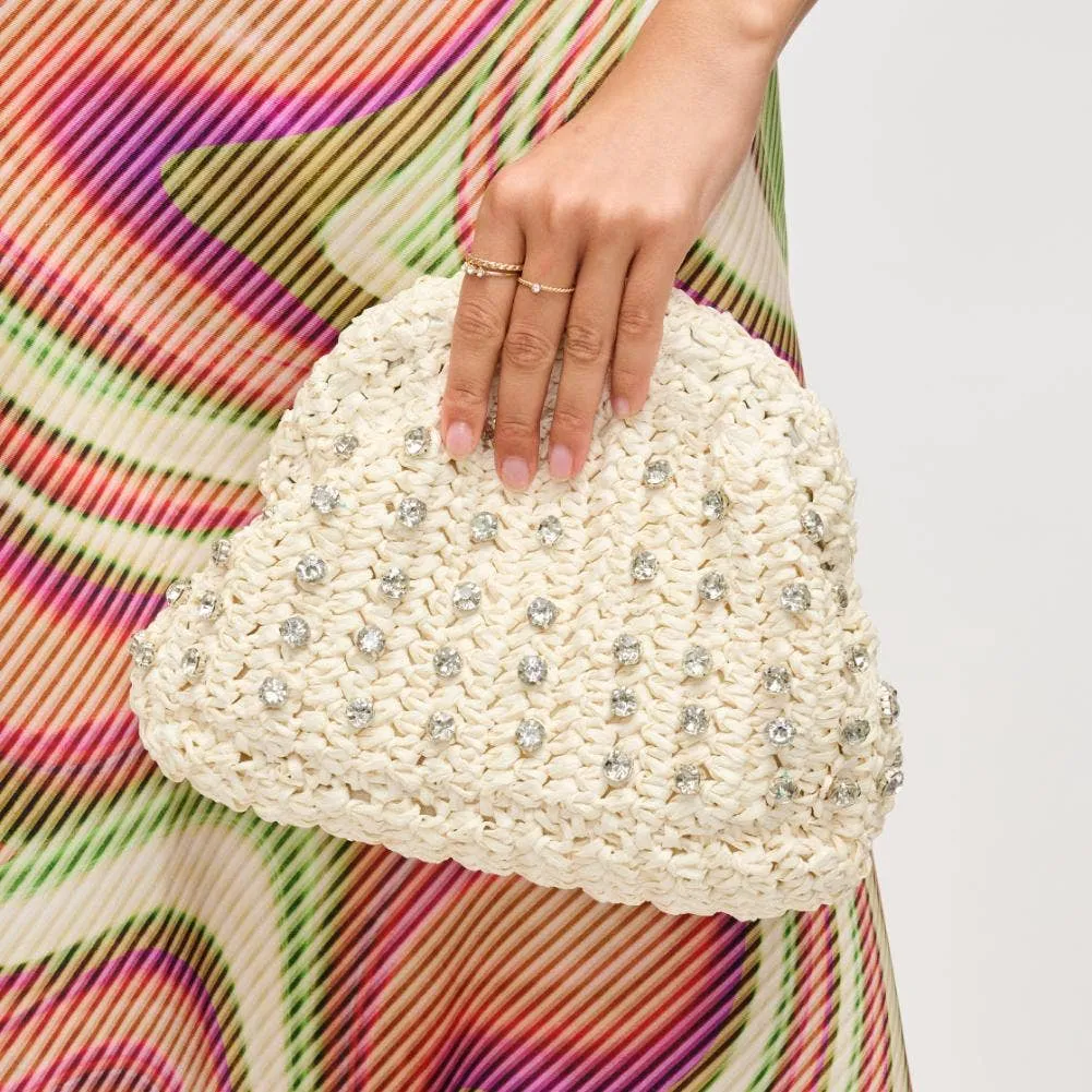 Gwendolyn Straw Clutch: Black