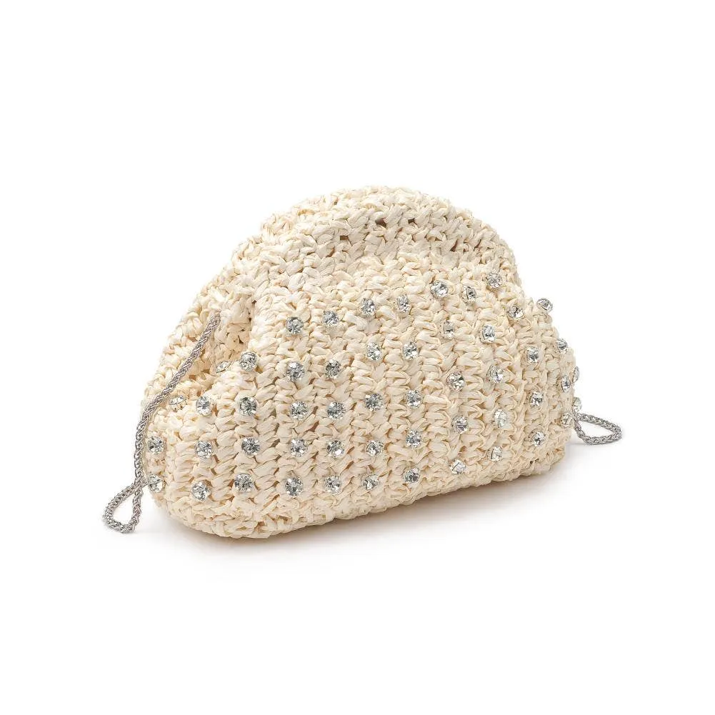 Gwendolyn Straw Clutch: Black