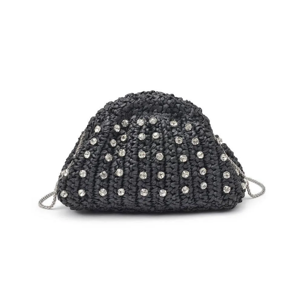 Gwendolyn Straw Clutch: Black