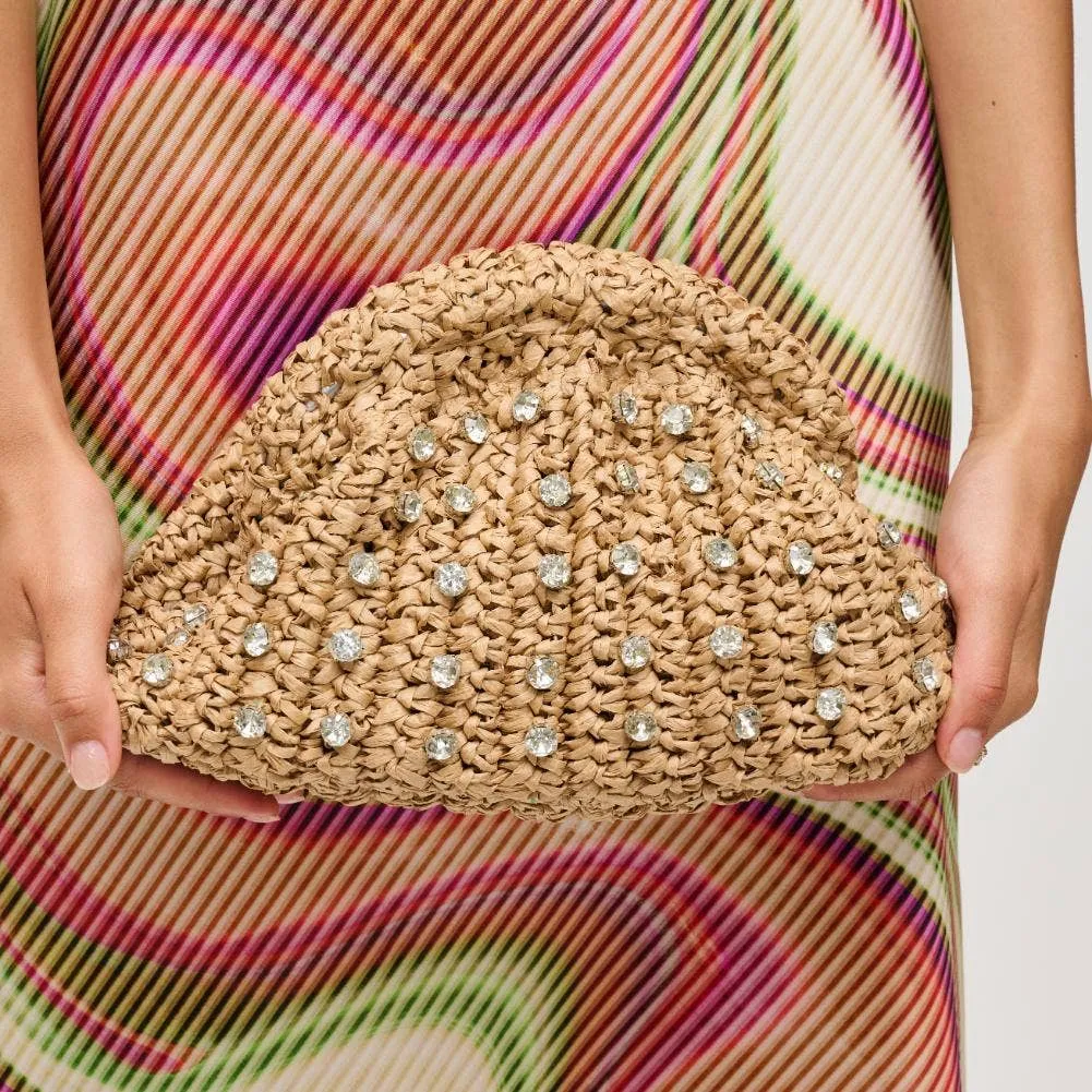 Gwendolyn Straw Clutch: Black