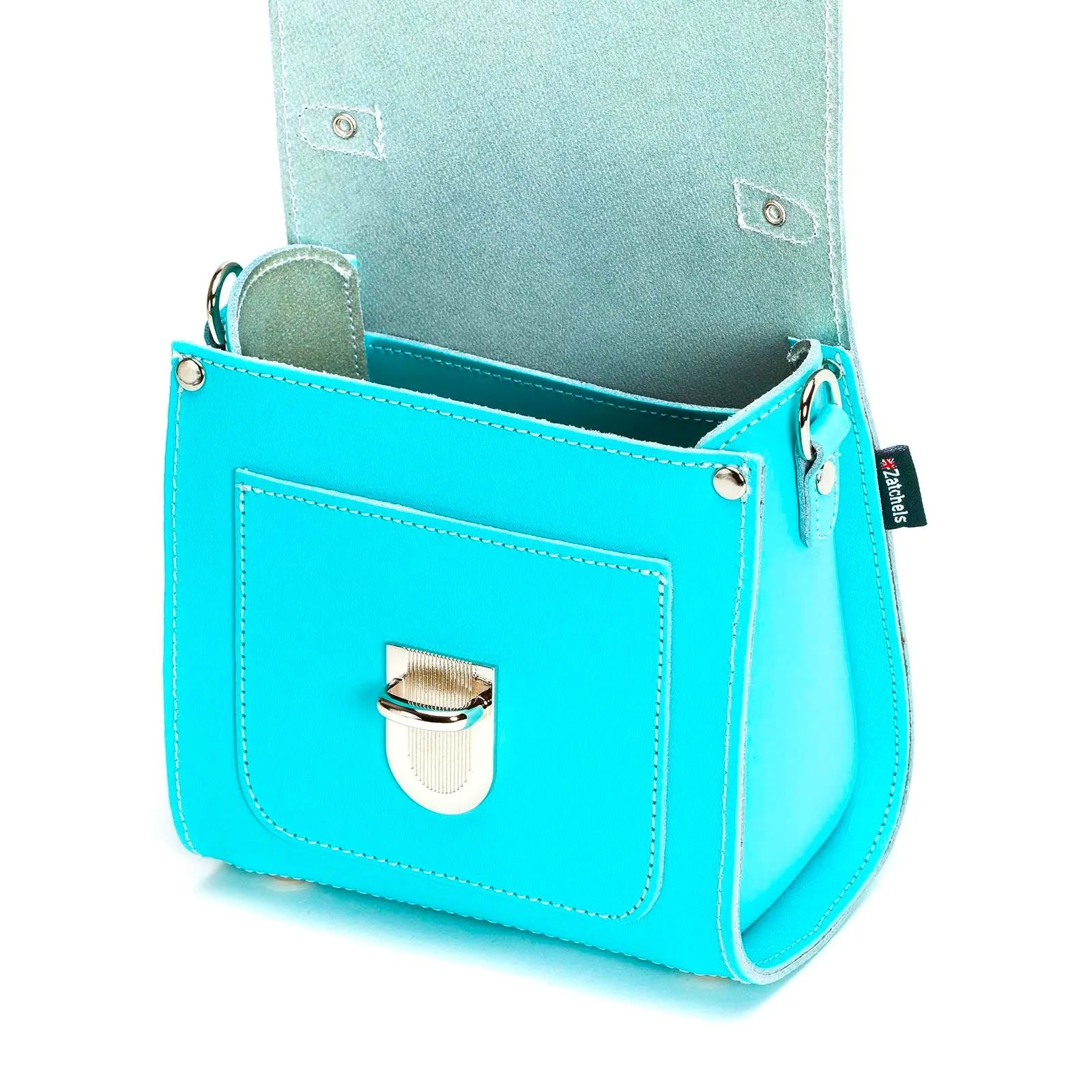 Handmade Leather Sugarcube Handbag - Limpet - Shell Blue