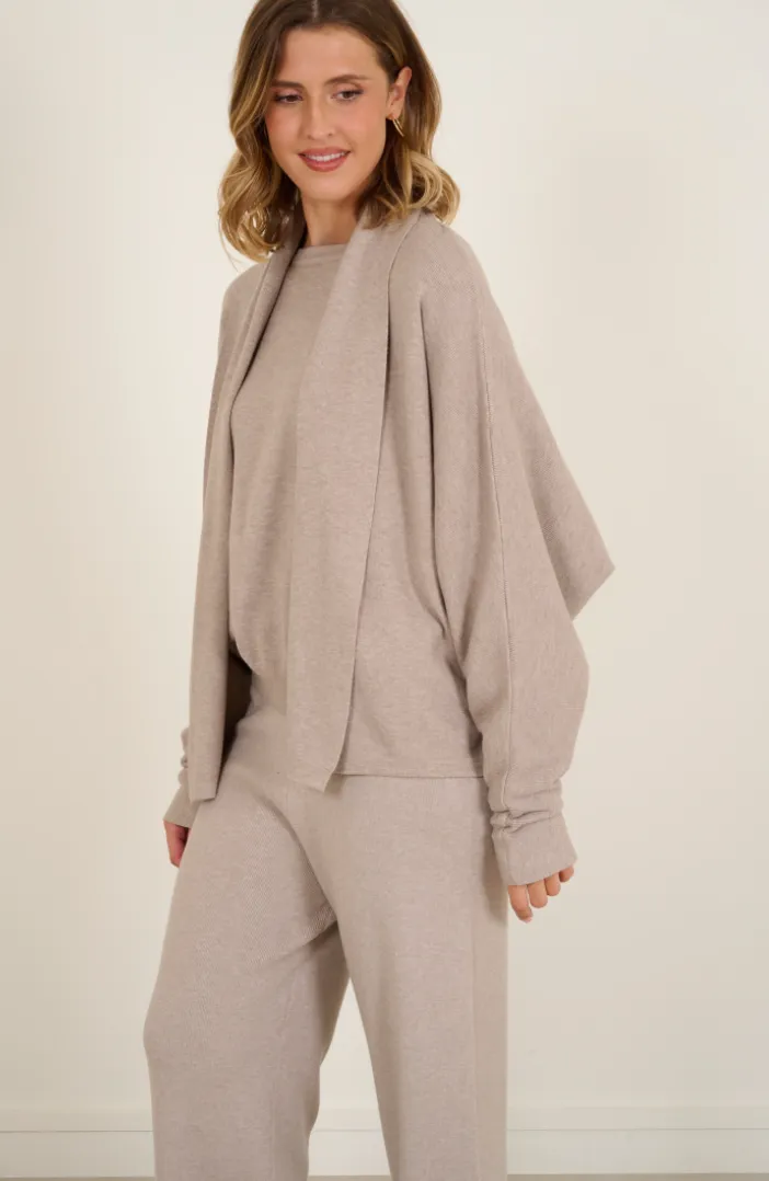 Heavy Knit Short Cardi Taupe