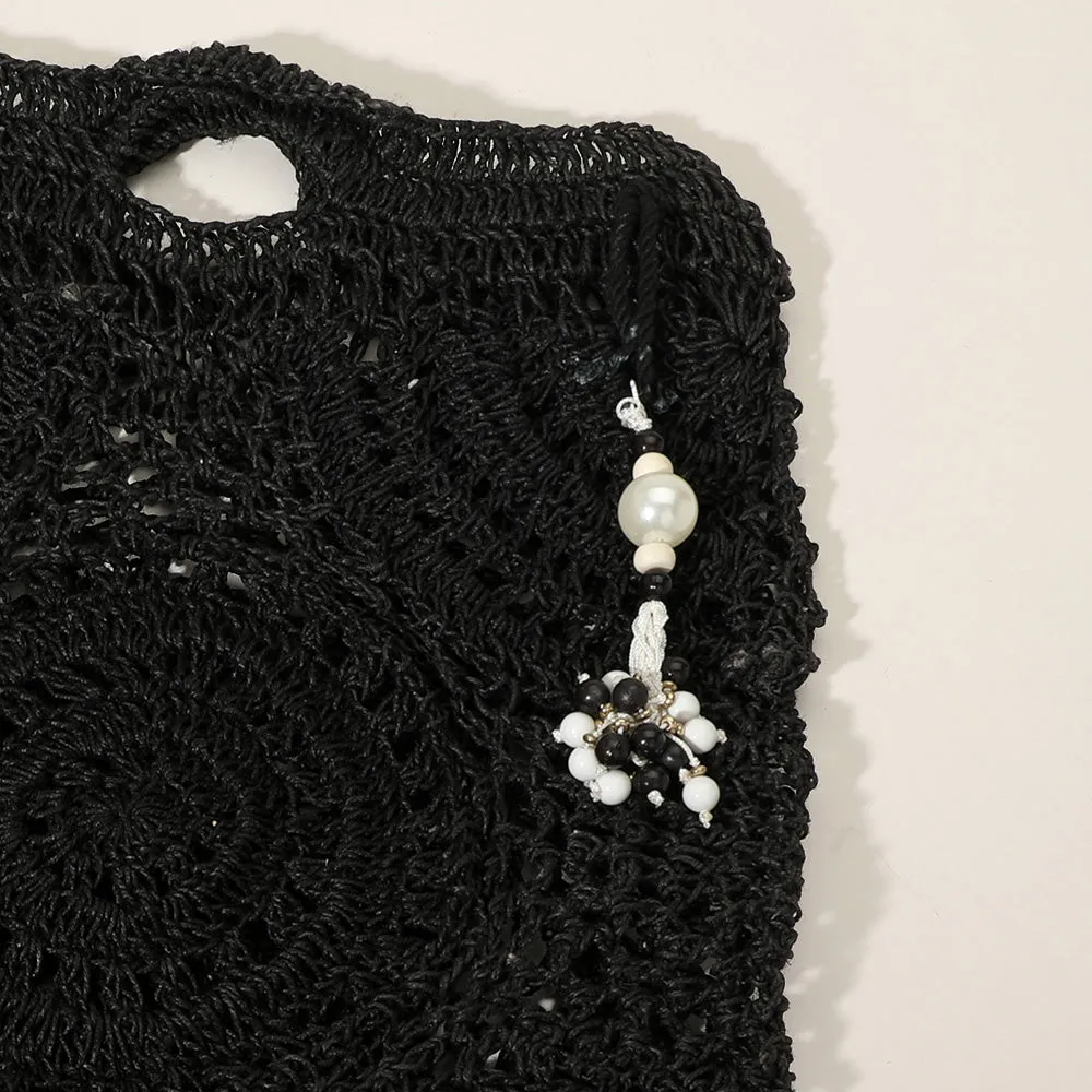 iLLASPARKZ Crochet Pearl Bead Cluster Charm Tote Bags