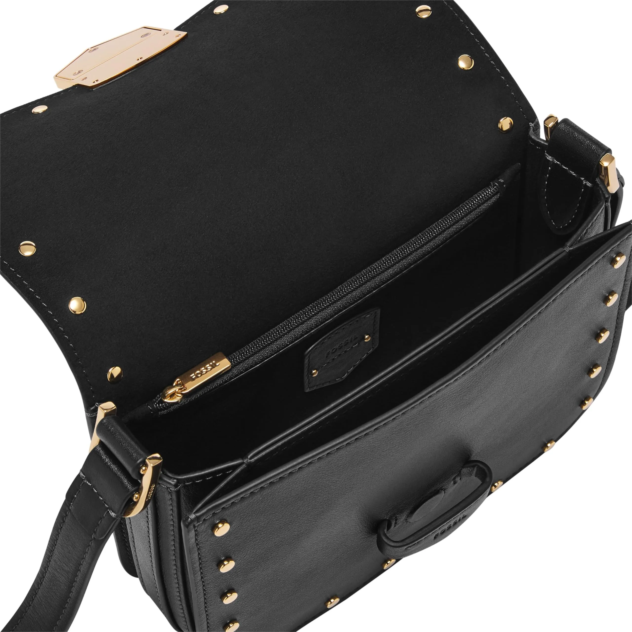 Lennox Flap Crossbody Fossil Bag, Black