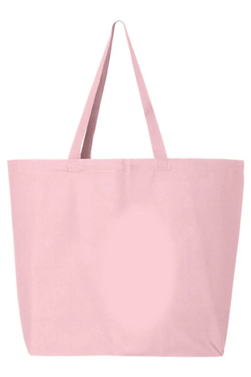 Pink Watercolor Bow Canvas Jumbo Tote
