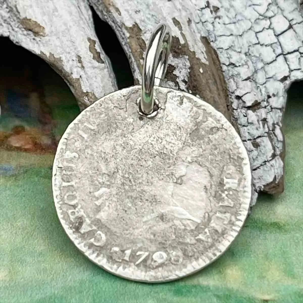 Pirate Chic Silver 1 Reale Spanish Portrait Dollar Dated 1790 - the Legendary "Piece of Eight" Pendant | Artifact #8840