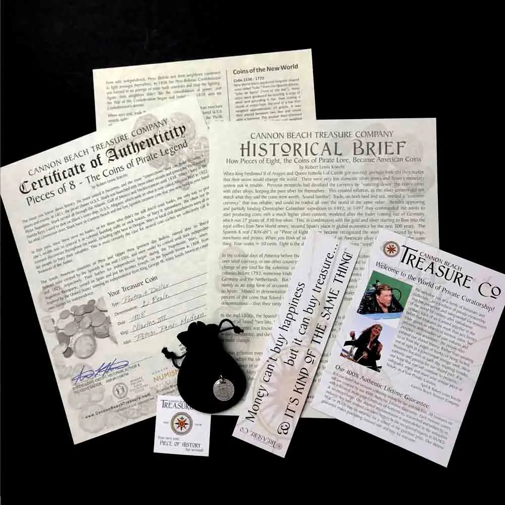 Pirate Chic Silver 1 Reale Spanish Portrait Dollar Dated 1790 - the Legendary "Piece of Eight" Pendant | Artifact #8840