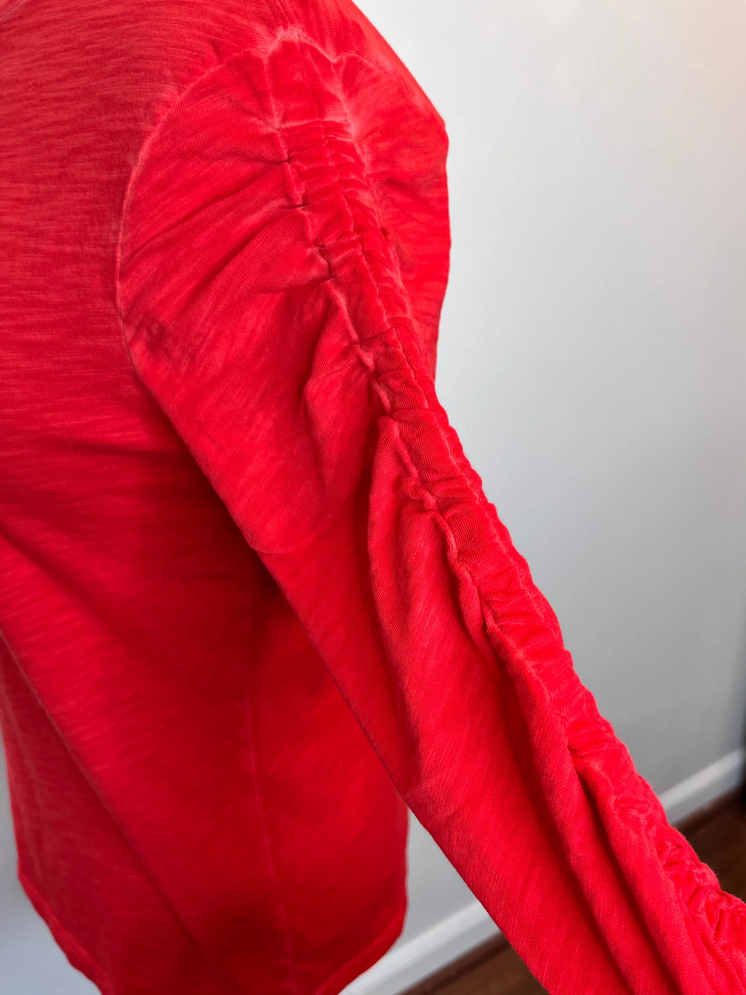 Ruched Sleeve Tee - 2 Colors
