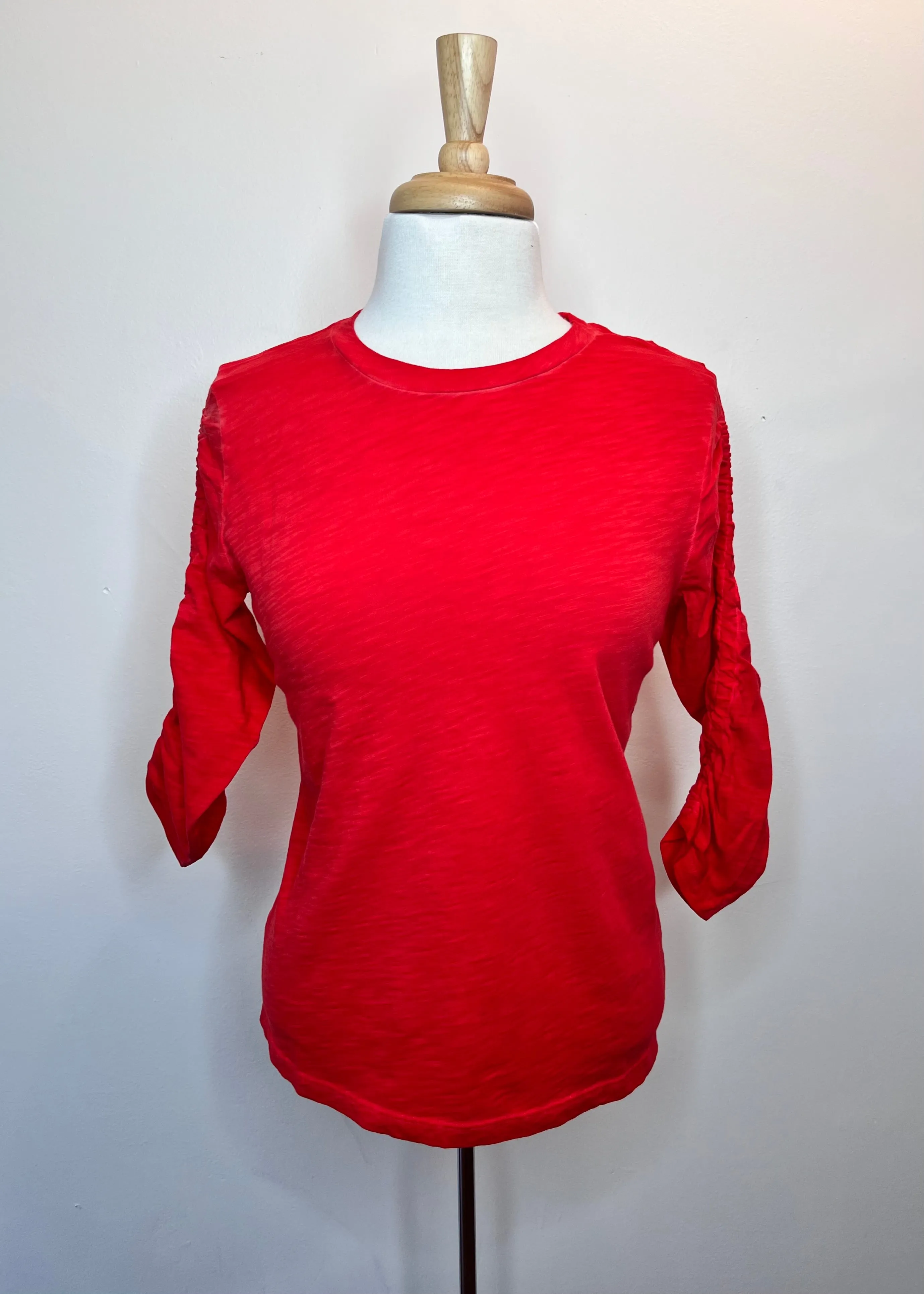 Ruched Sleeve Tee - 2 Colors