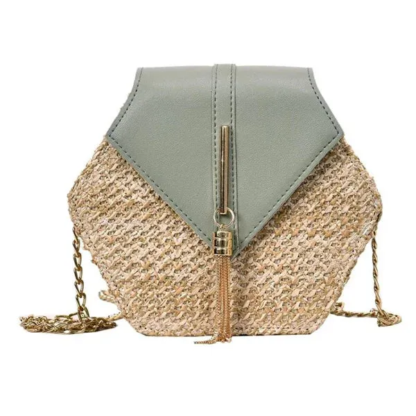 Straw Moon Shape Bag for Women