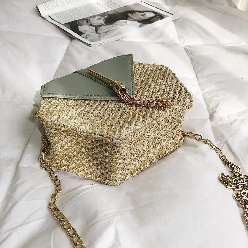 Straw Moon Shape Bag for Women