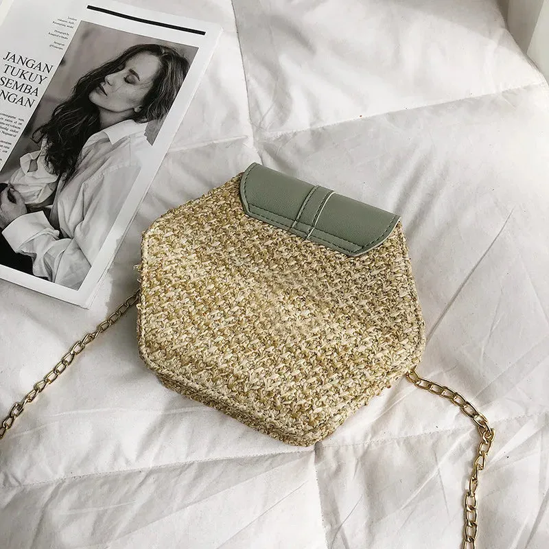 Straw Moon Shape Bag for Women