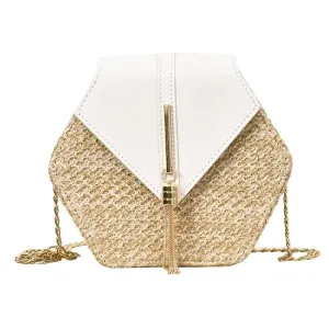 Straw Moon Shape Bag for Women