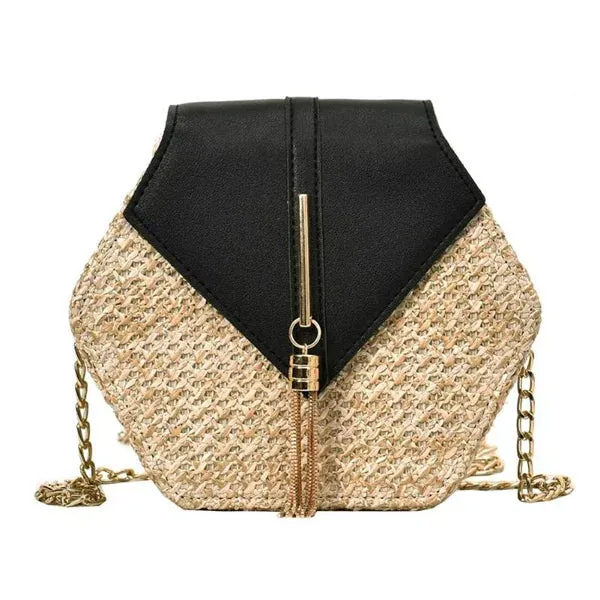 Straw Moon Shape Bag for Women
