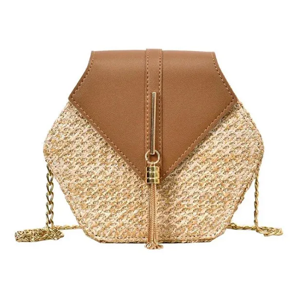 Straw Moon Shape Bag for Women