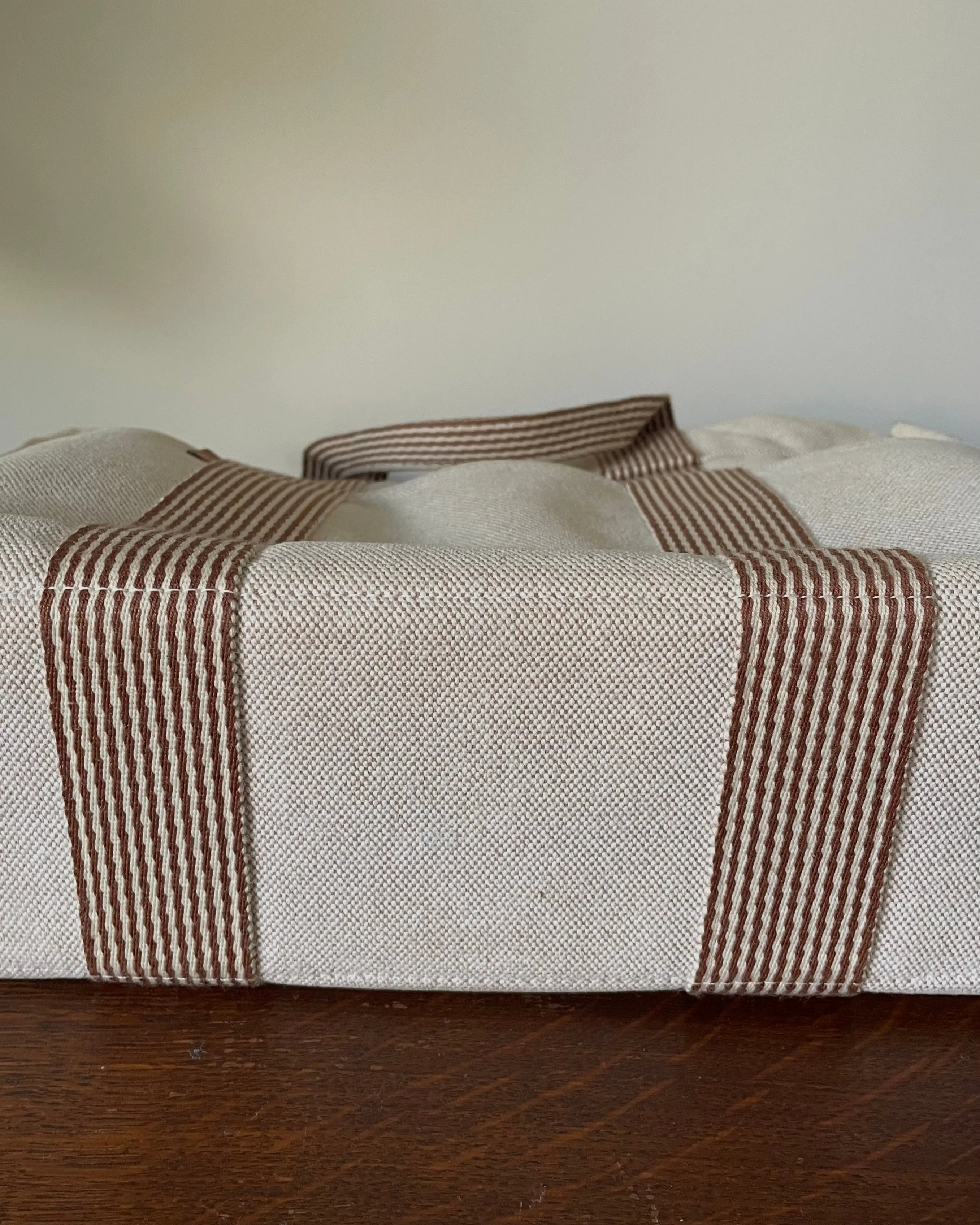 Vintage Designer Herms Cotton Canvas Tote Bag