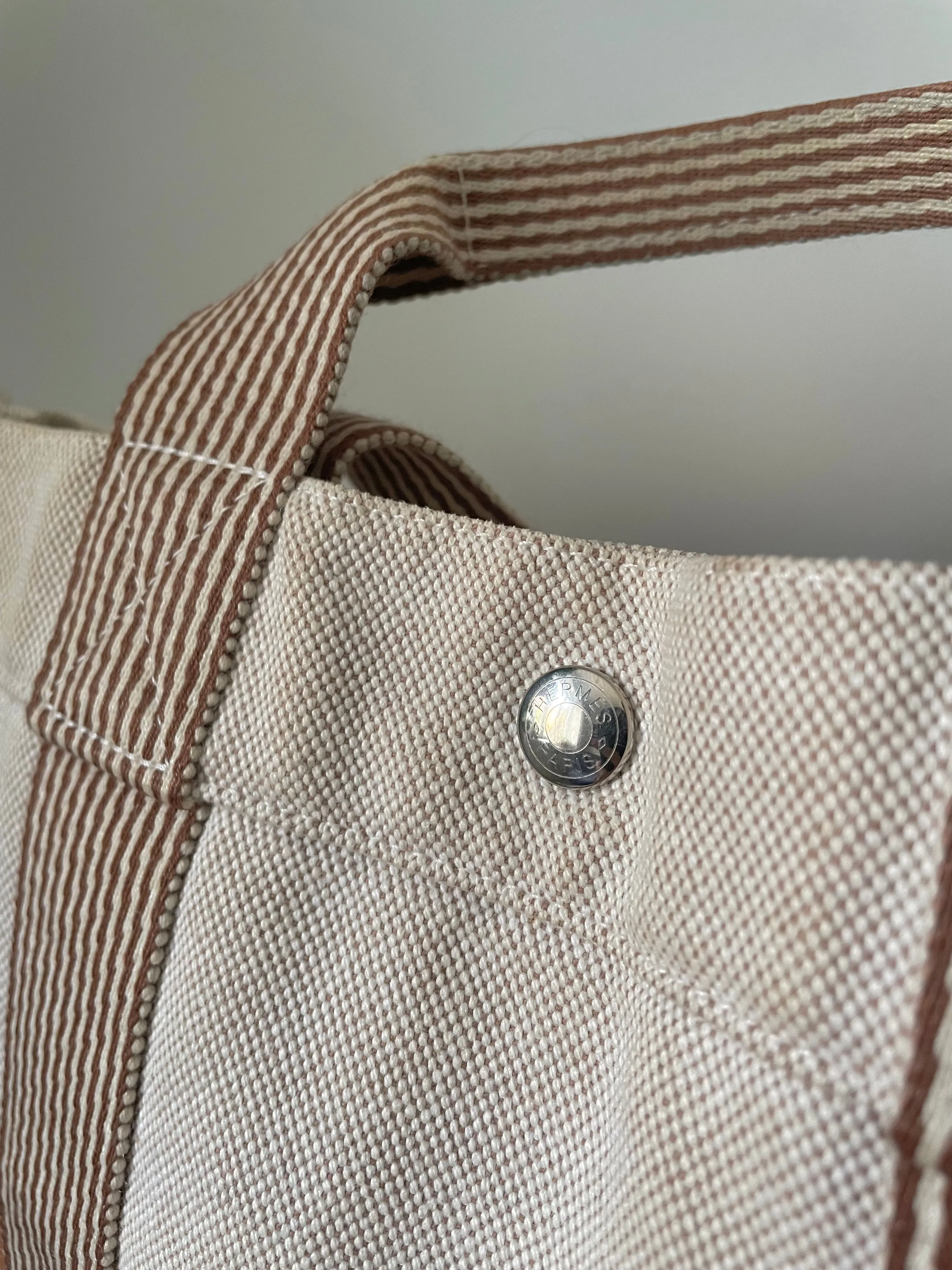 Vintage Designer Herms Cotton Canvas Tote Bag