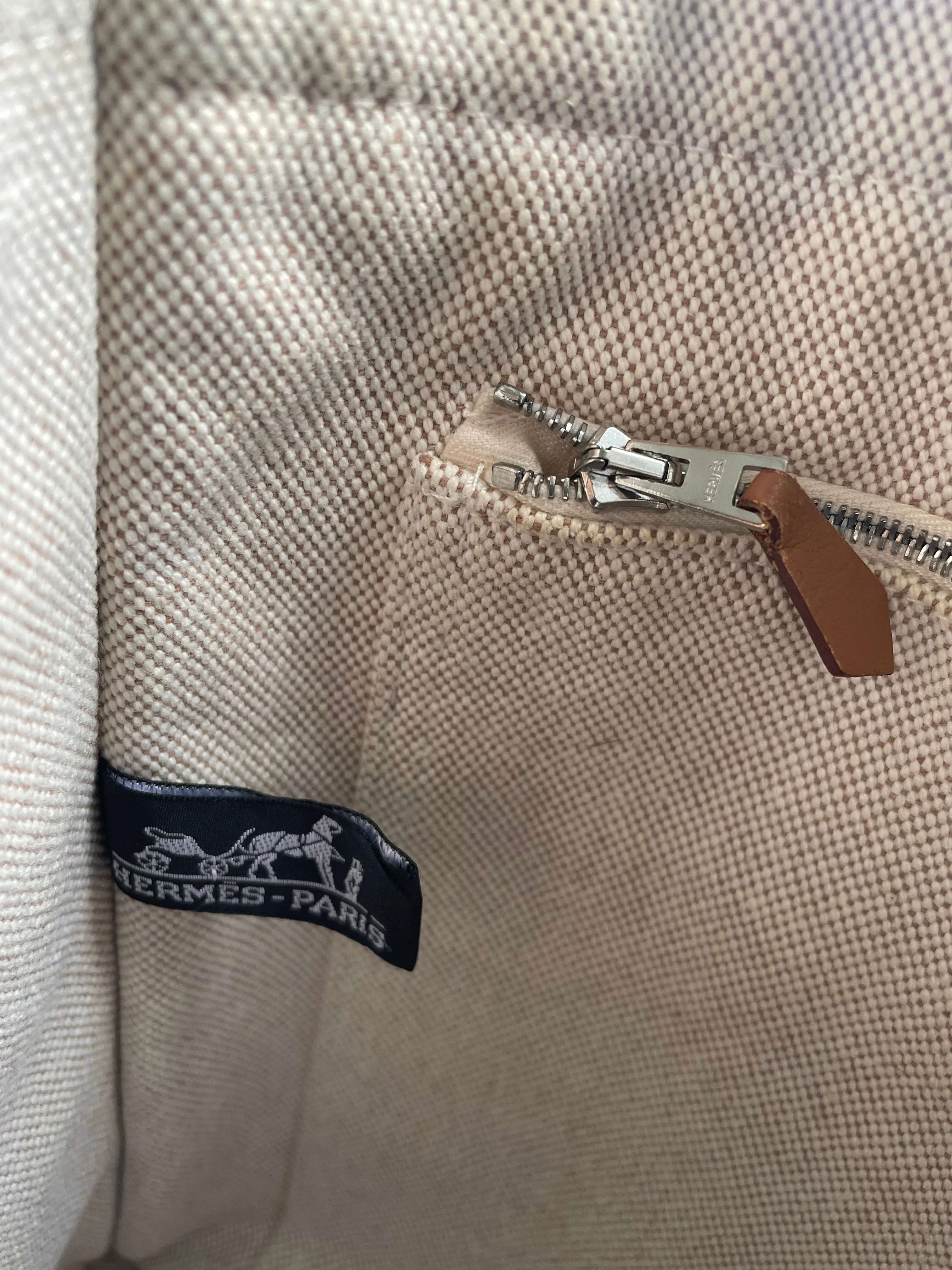 Vintage Designer Herms Cotton Canvas Tote Bag