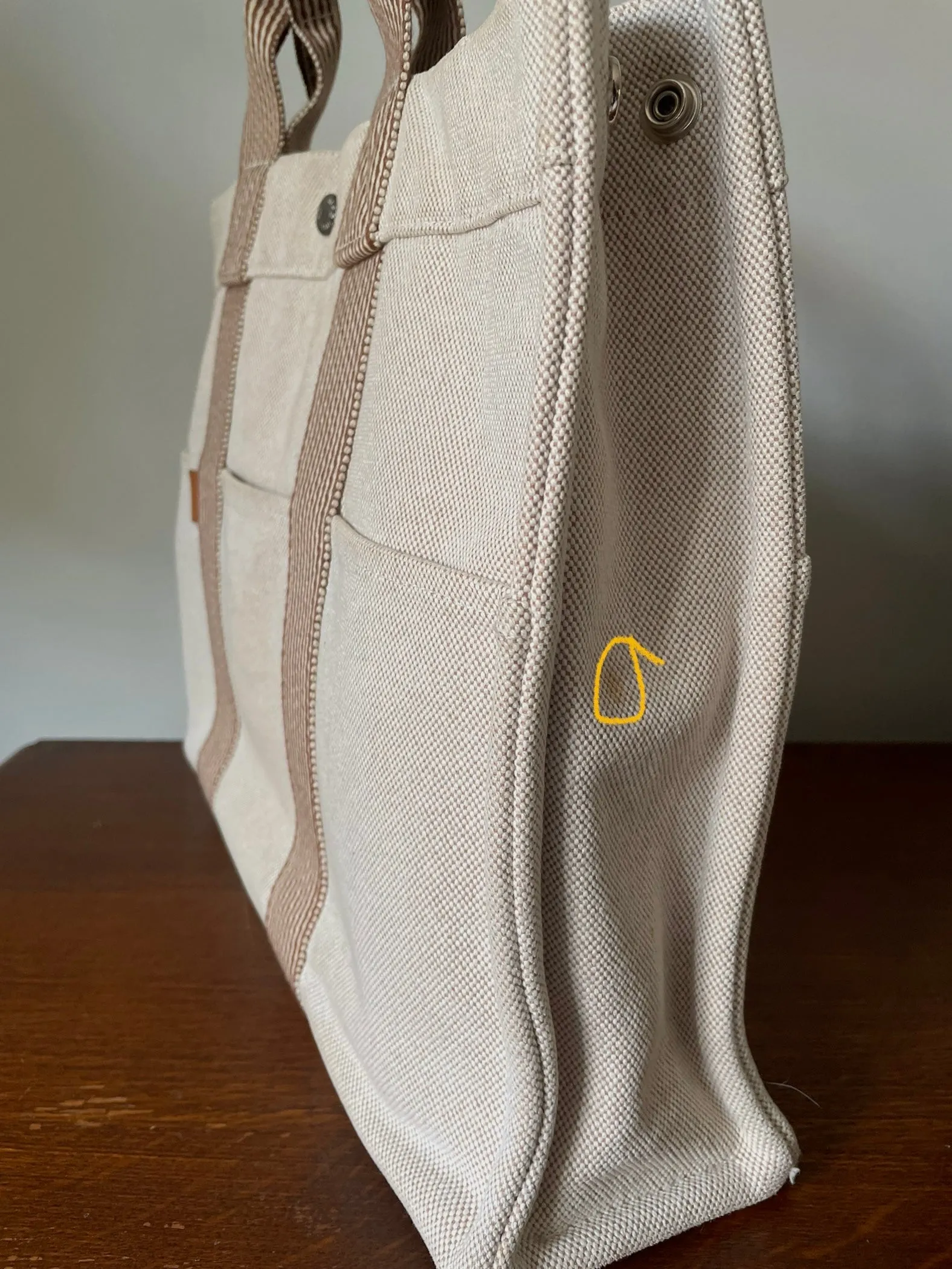 Vintage Designer Herms Cotton Canvas Tote Bag
