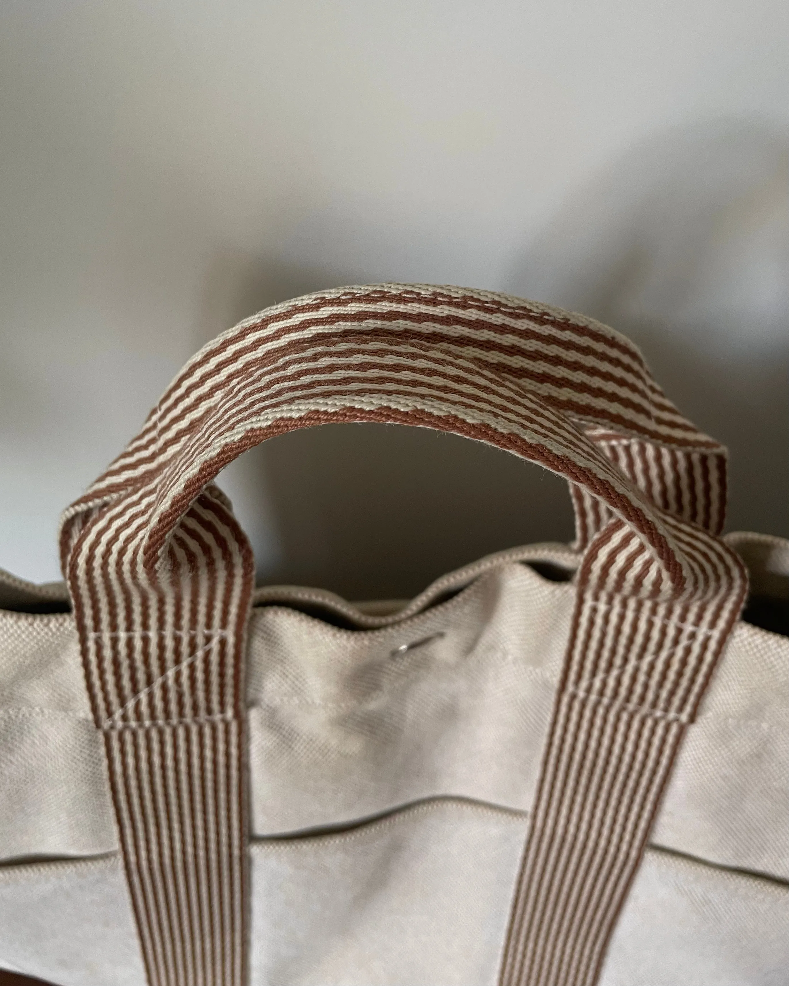 Vintage Designer Herms Cotton Canvas Tote Bag