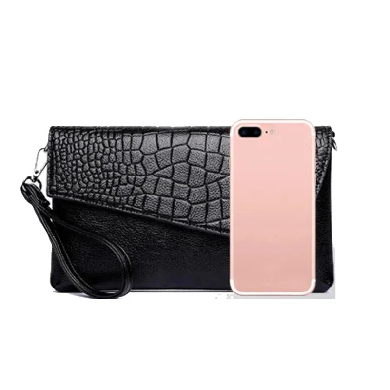 Women PU Leather Crocodile Pattern Shoulder bag
