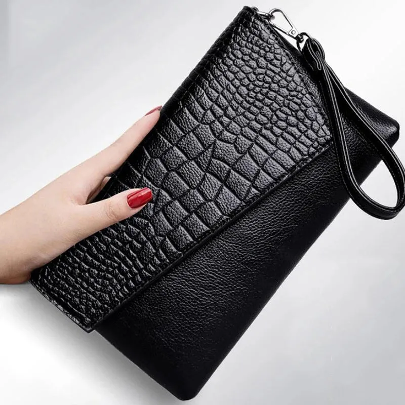Women PU Leather Crocodile Pattern Shoulder bag